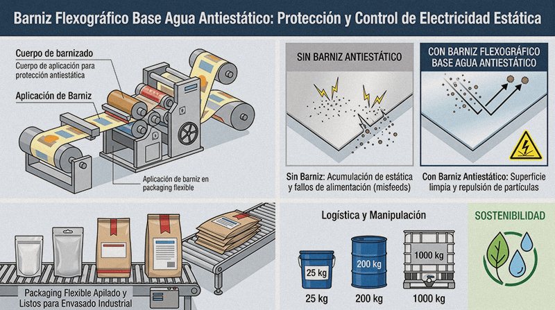 Infografía técnica: Barniz Flexográfico Base Agua Antiestático