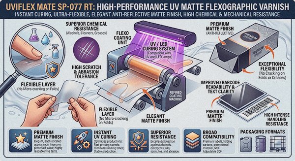Technical infographic: Uviflex Mate SP-077 RT